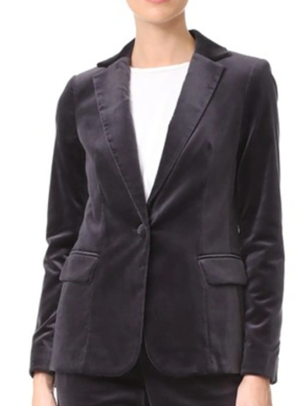 Frame Charcoal Velvet Blazer  NWOT Preppy Look Womans Size 4